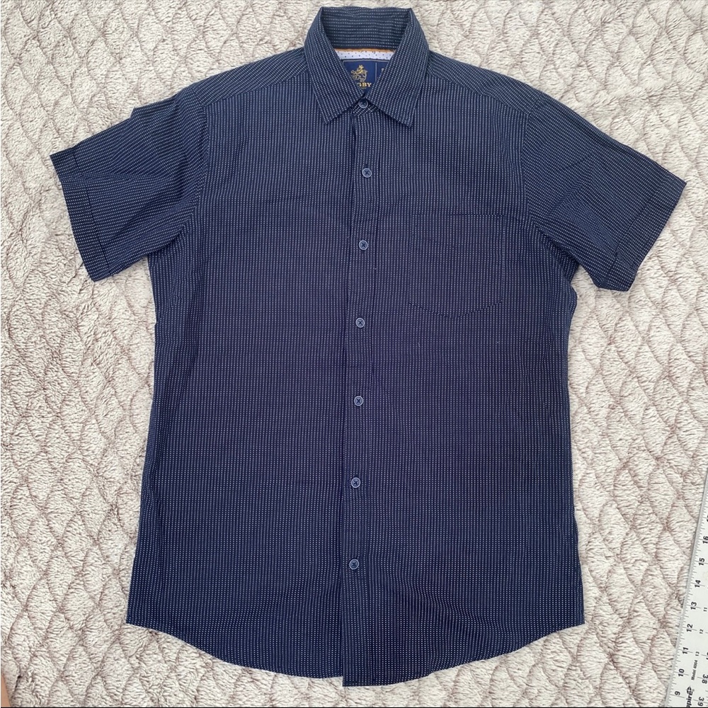 Rugby University Men's Button Down Short Sleeve Shirt Size Medium Blue
